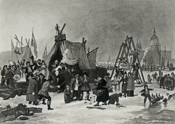 La feria en el Támesis, 4 de febrero de 1814, grabado por Reeve